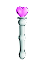 Gode en verre bicolor avec boules et coeur  n°21 Glossy