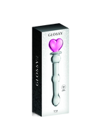 Gode en verre bicolor avec boules et coeur  n°21 Glossy