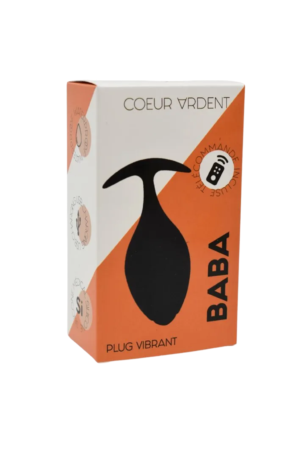 BABA, Plug vibrant anal noir USB, avec télécommande