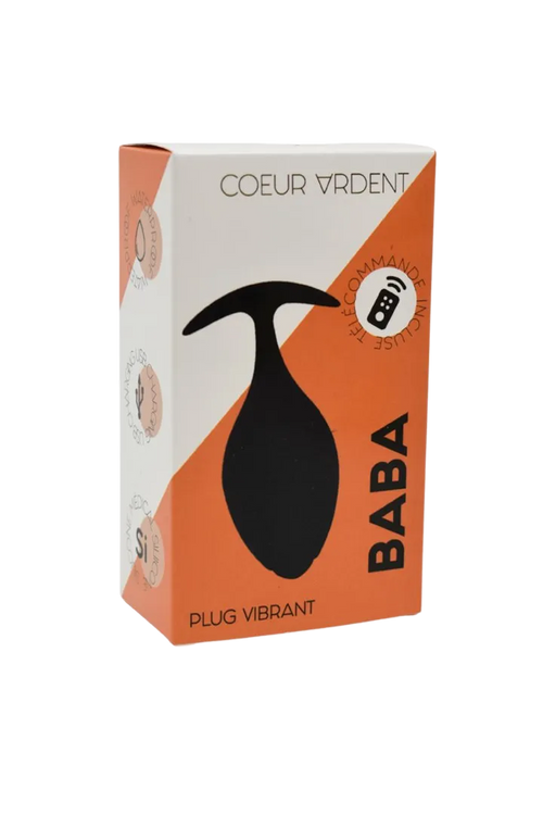 BABA, Plug vibrant anal noir USB, avec télécommande