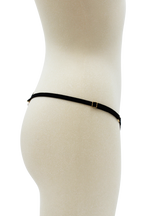 String noir avec bijou perle &amp; strass dorés