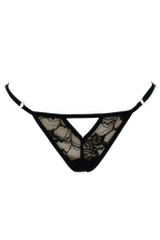 String noir avec bijou perle &amp; strass dorés