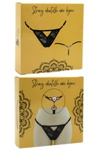 String noir avec bijou perle &amp; strass dorés