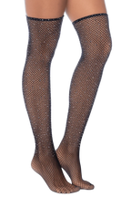 Bas résille noire avec strass