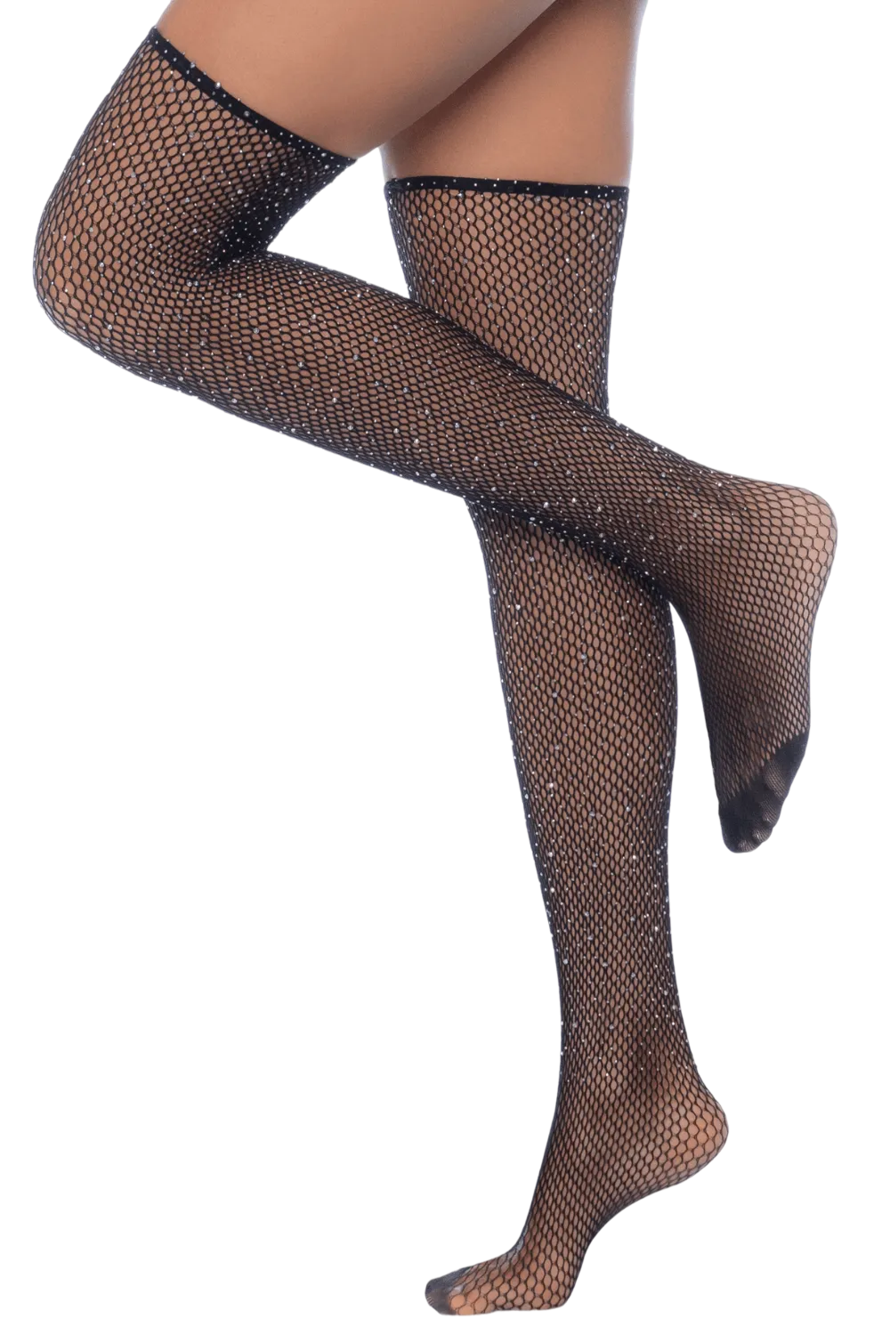 Bas résille noire avec strass