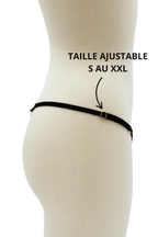 String noir avec bijou perle &amp; strass dorés