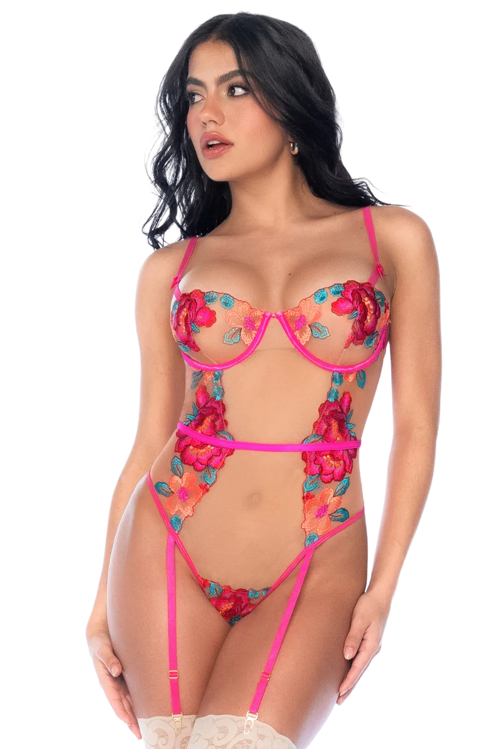 Body en Tulle Brodé Fleuri