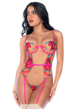 Body en Tulle Brodé Fleuri